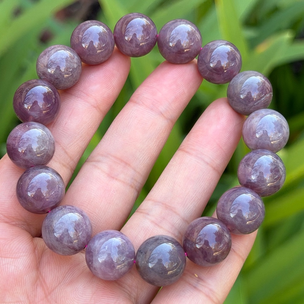 13.5mm strechable 8 inches purple rose quartz bracelet 0996‎